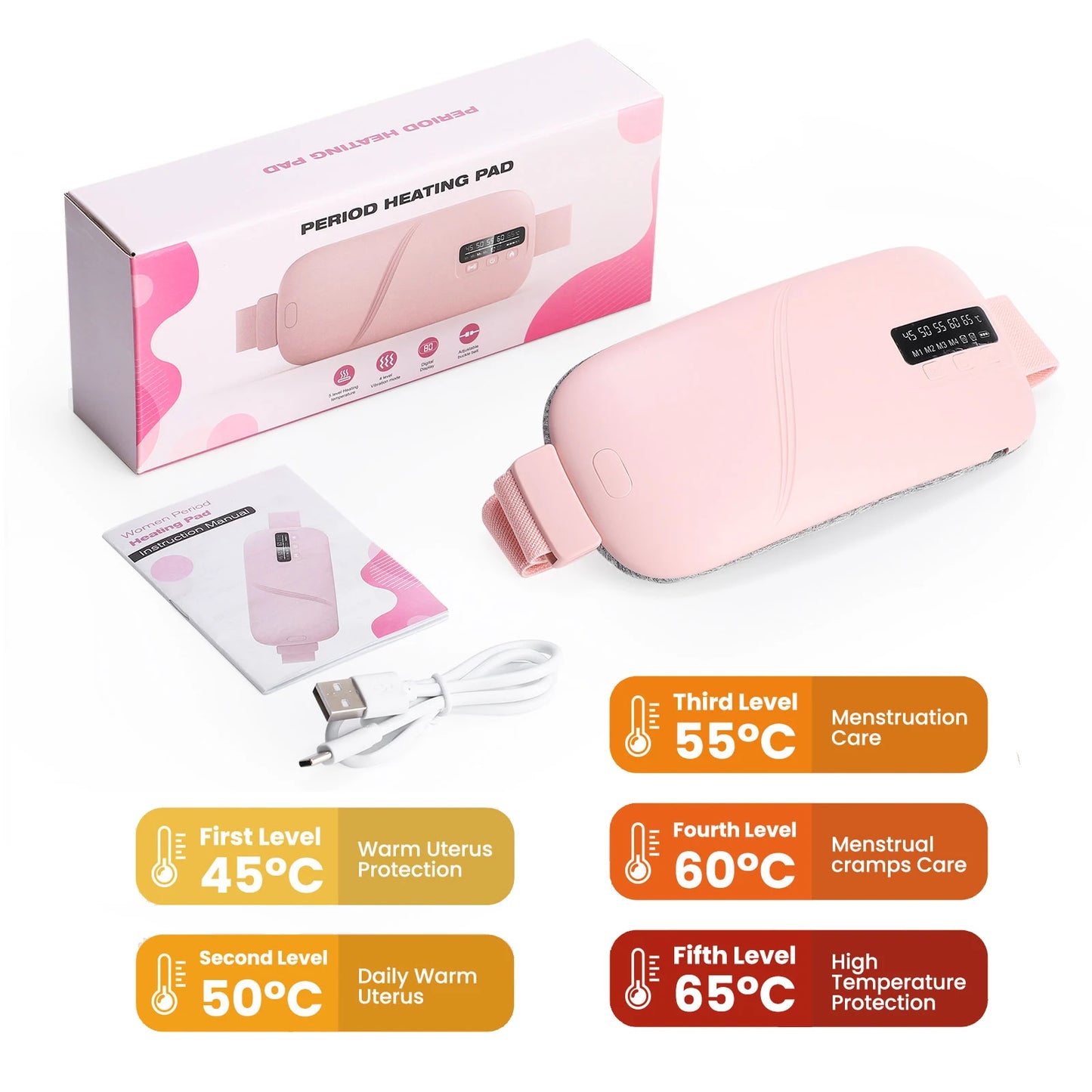 Electric Heating Pad Menstrual Cramp Massager Belt