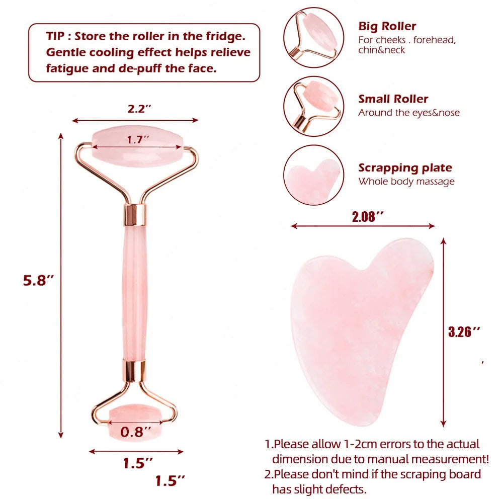 Rose Quartz Jade Roller & Gua Sha Set
