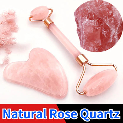Rose Quartz Jade Roller & Gua Sha Set